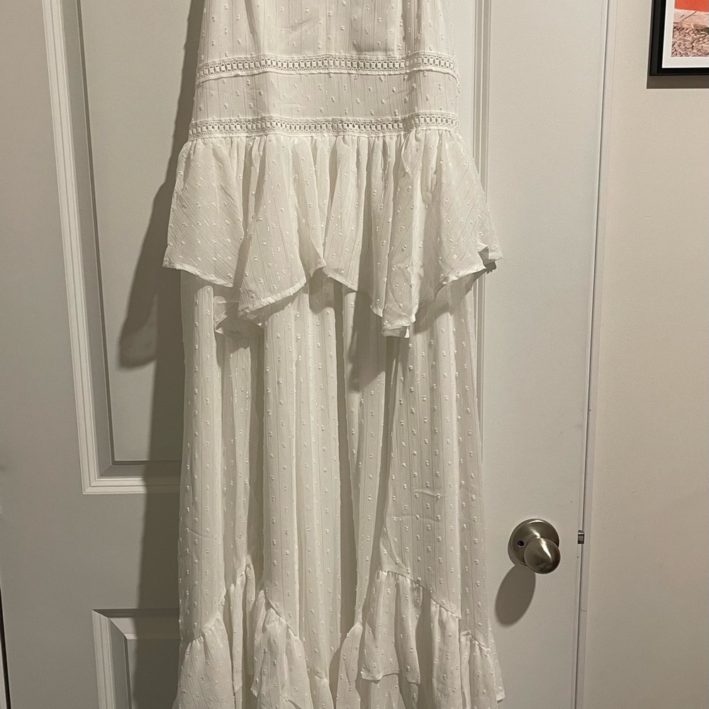 NWT✨ VICI White Swiss Dot Peplum Maxi Dress